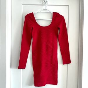 BCBG Generation Red Textured Bodycon Dress